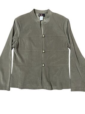 RK Taupe Suede-Look Lightweight Collarless Jacket